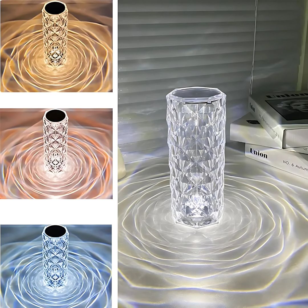 Lampara Diamante Primsa Rgb Bateria Táctil Control Velador Color De La Estructura Acrilico