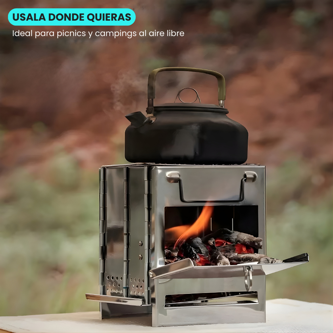 Estufa de Campamento Parrilla Plegable Acero Inoxidable