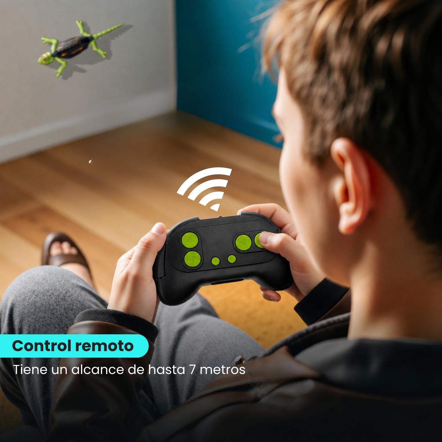 Lagartija Trepa Paredes A Control Remoto Con Luz Rc Verde