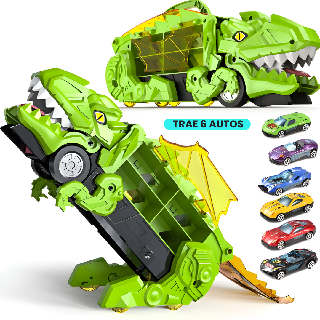 Camión Dinosaurio Porta Autitos con Rampa