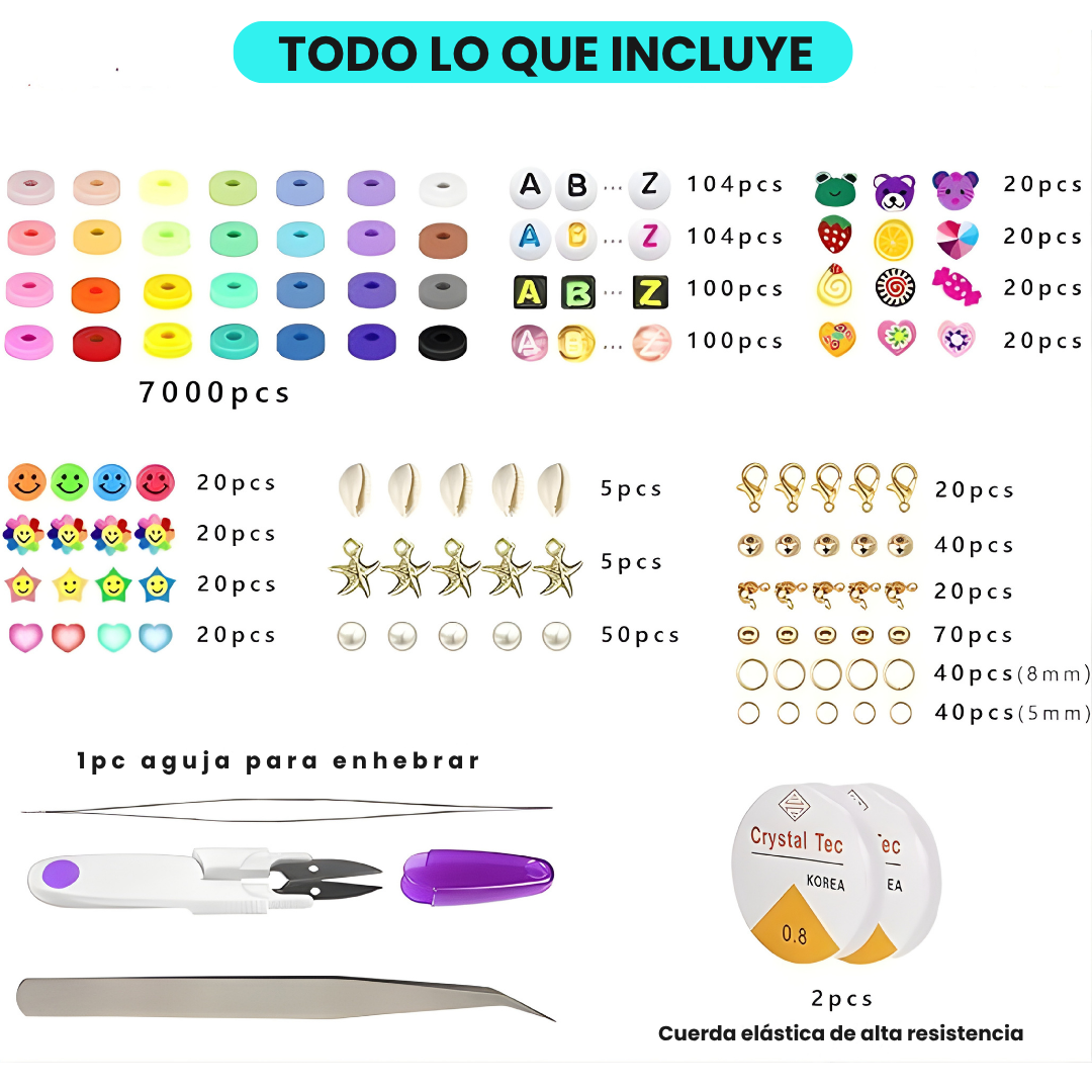 Set de Fabricación Pulseras Collares 7860 Piezas Dijes