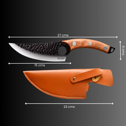 Cuchillo Premium Porta Dedo Kaoru Mango Marrón Funda + Caja