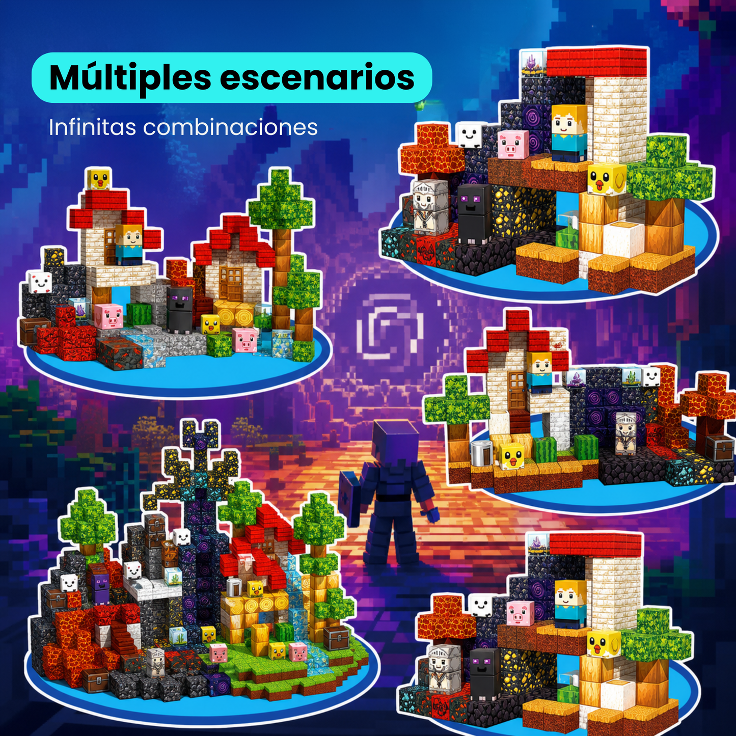 Juego de Bloques Magnéticos Estilo Minecraft 150 Piezas