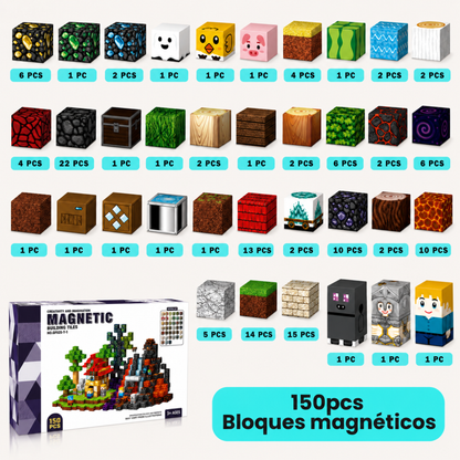 Juego de Bloques Magnéticos Estilo Minecraft 150 Piezas