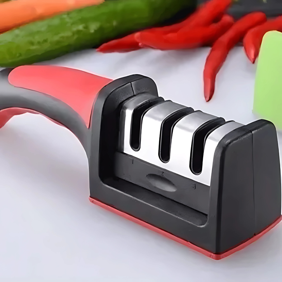 Afilador Manual 3 en 1 para Cuchillos y Tijeras - Afila con Precisión