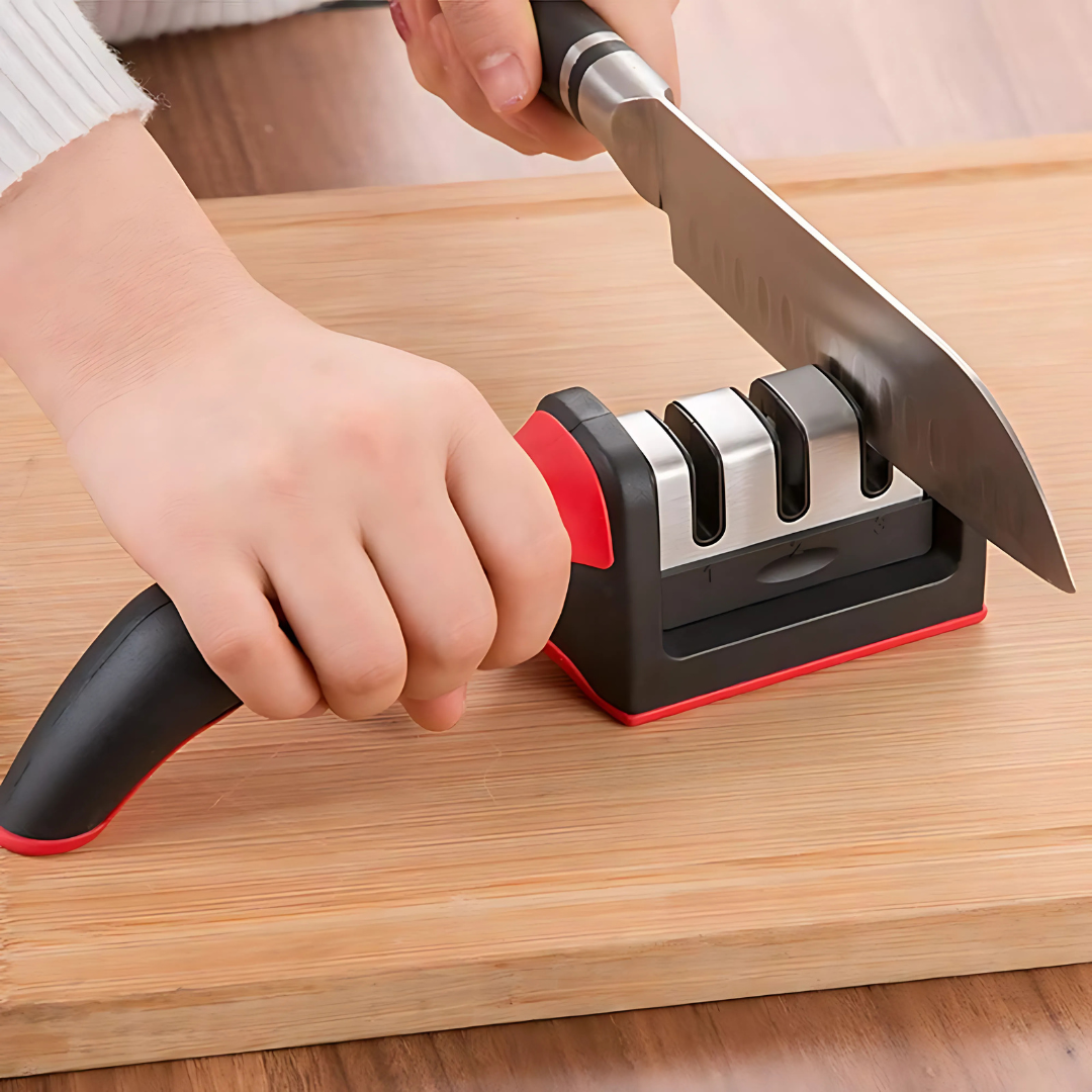 Afilador Manual 3 en 1 para Cuchillos y Tijeras - Afila con Precisión