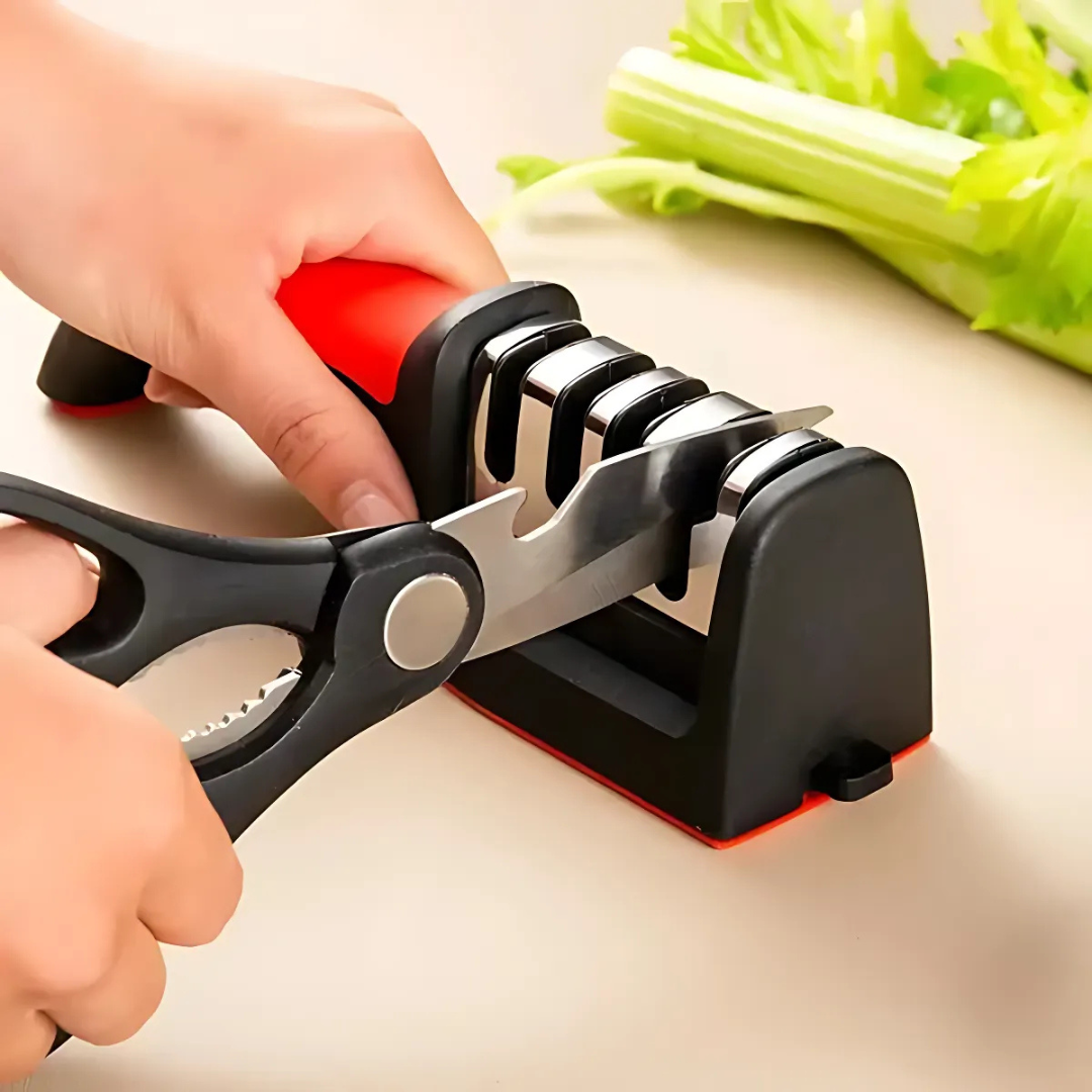 Afilador Manual 3 en 1 para Cuchillos y Tijeras - Afila con Precisión