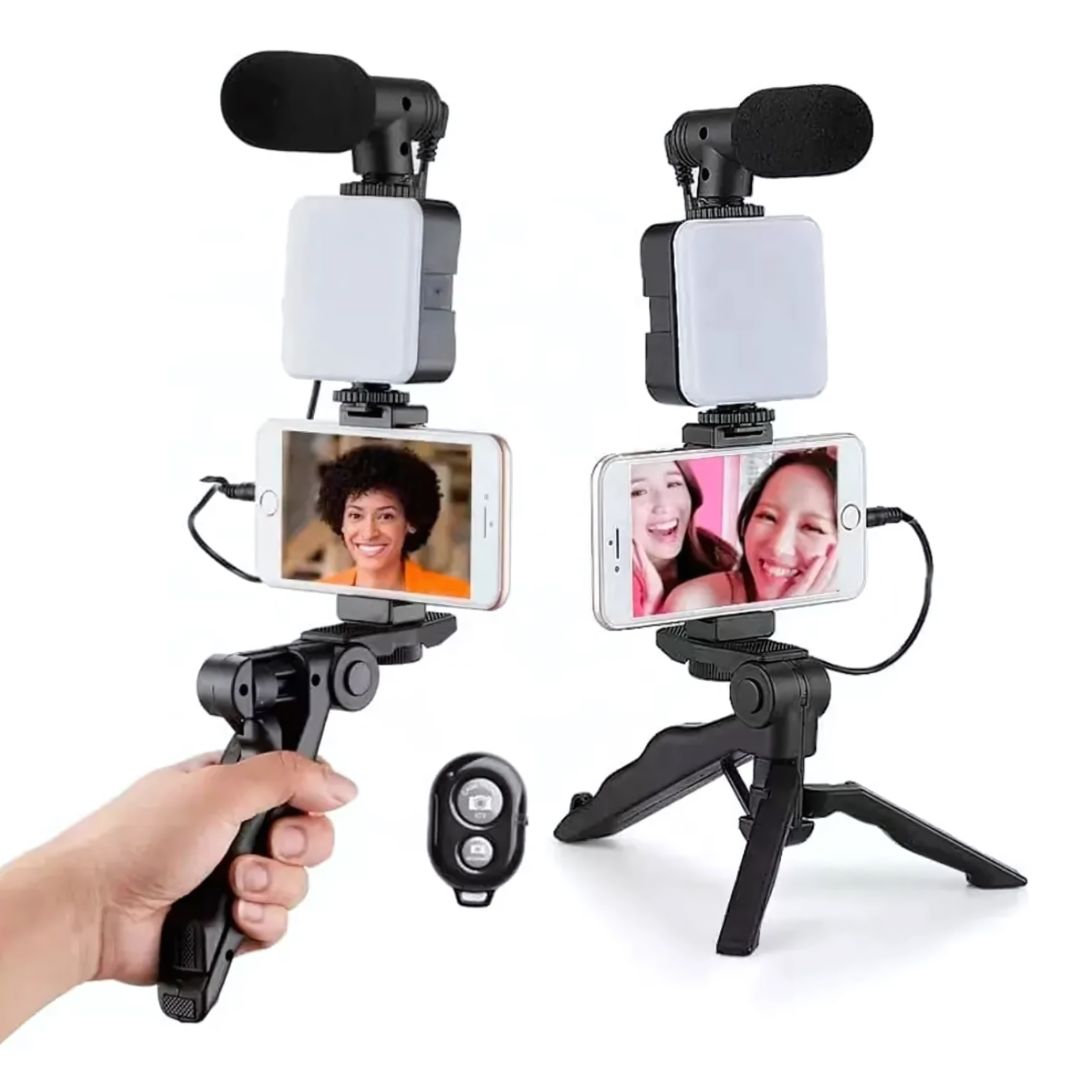 Stick Soporte Celular Micrófono + Luz Led