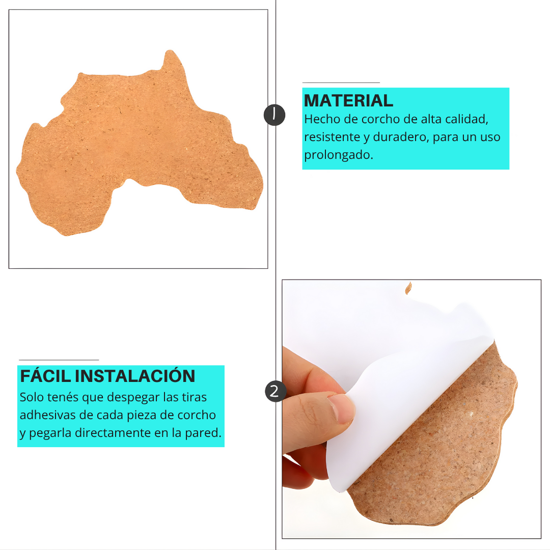 Mapamundi Viajero De Corcho Decoración Destinos Con Pins