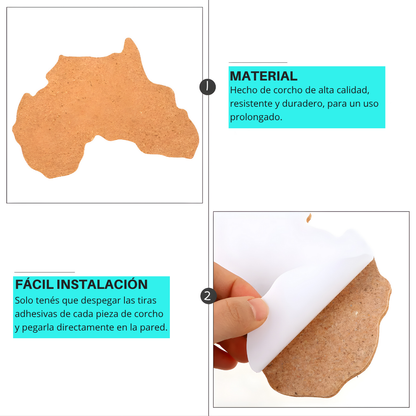 Mapamundi Viajero De Corcho Decoración Destinos Con Pins