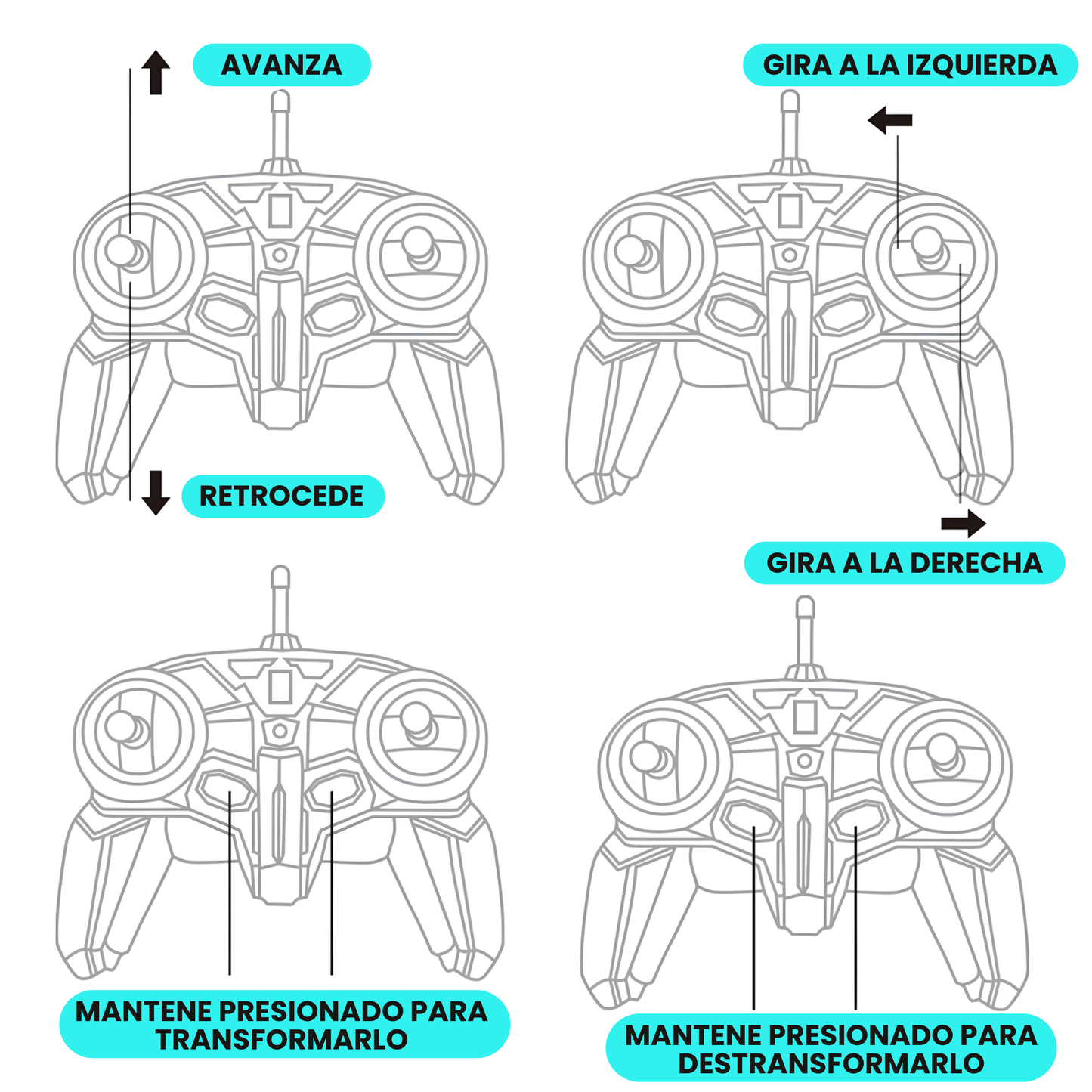 Auto Robot Patrulla a Control Remoto Transformer