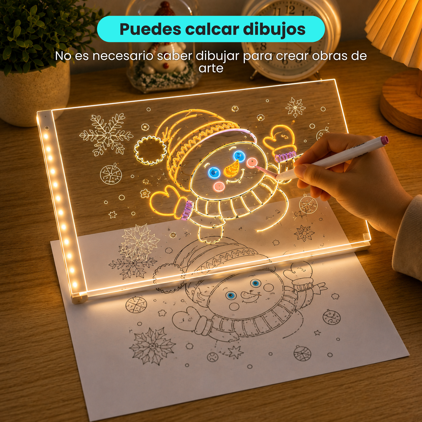 Pizarra Mágica de Dibujo Led Transparente con Colores USB