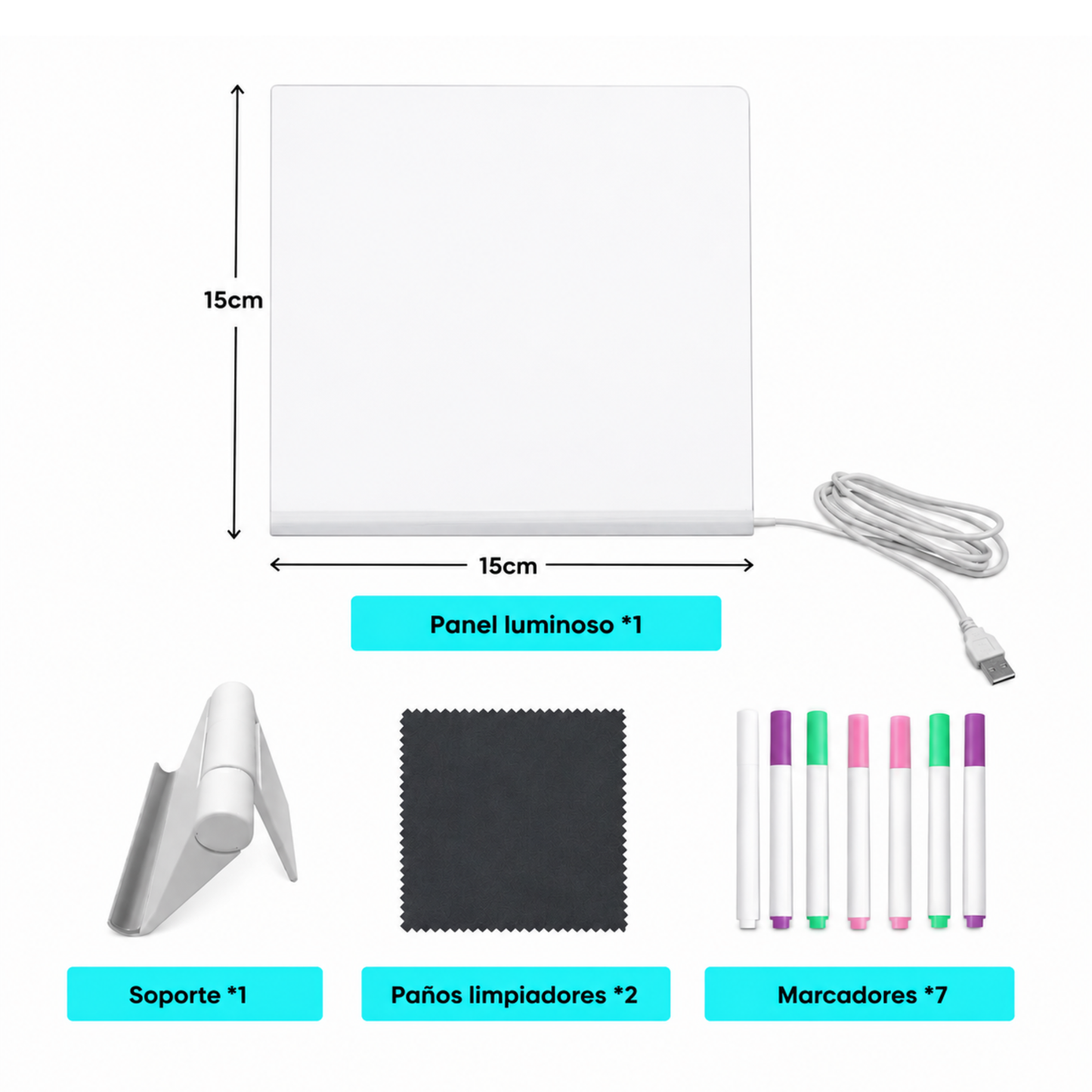 Pizarra Mágica de Dibujo Led Transparente con Colores USB