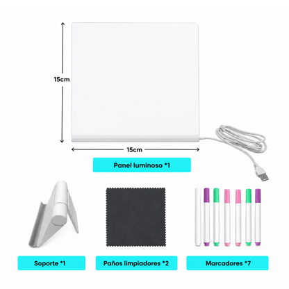 Pizarra Mágica de Dibujo Led Transparente con Colores USB