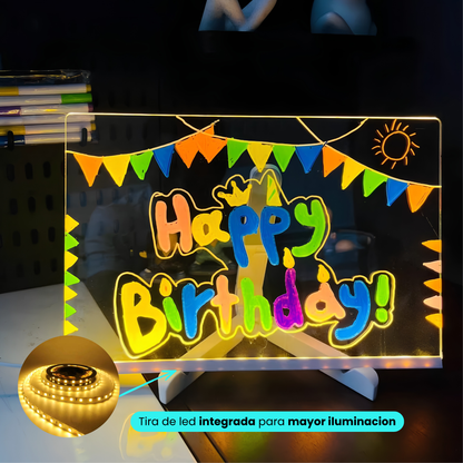 Pizarra Mágica de Dibujo Led Transparente con Colores USB