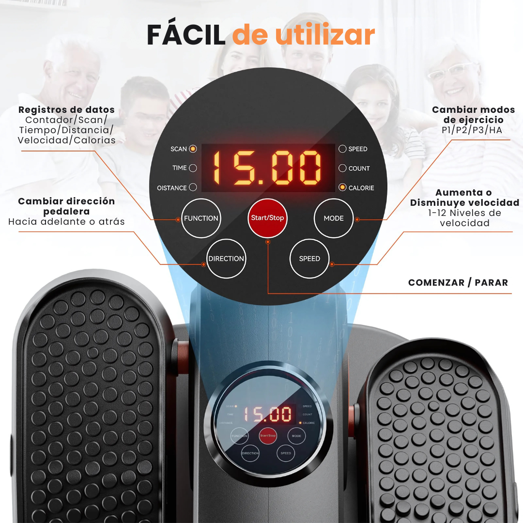 Elíptica Ejercitador de Piernas Eléctrico con Control Remoto
