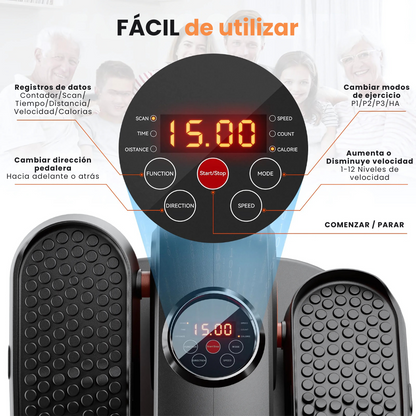 Elíptica Ejercitador de Piernas Eléctrico con Control Remoto
