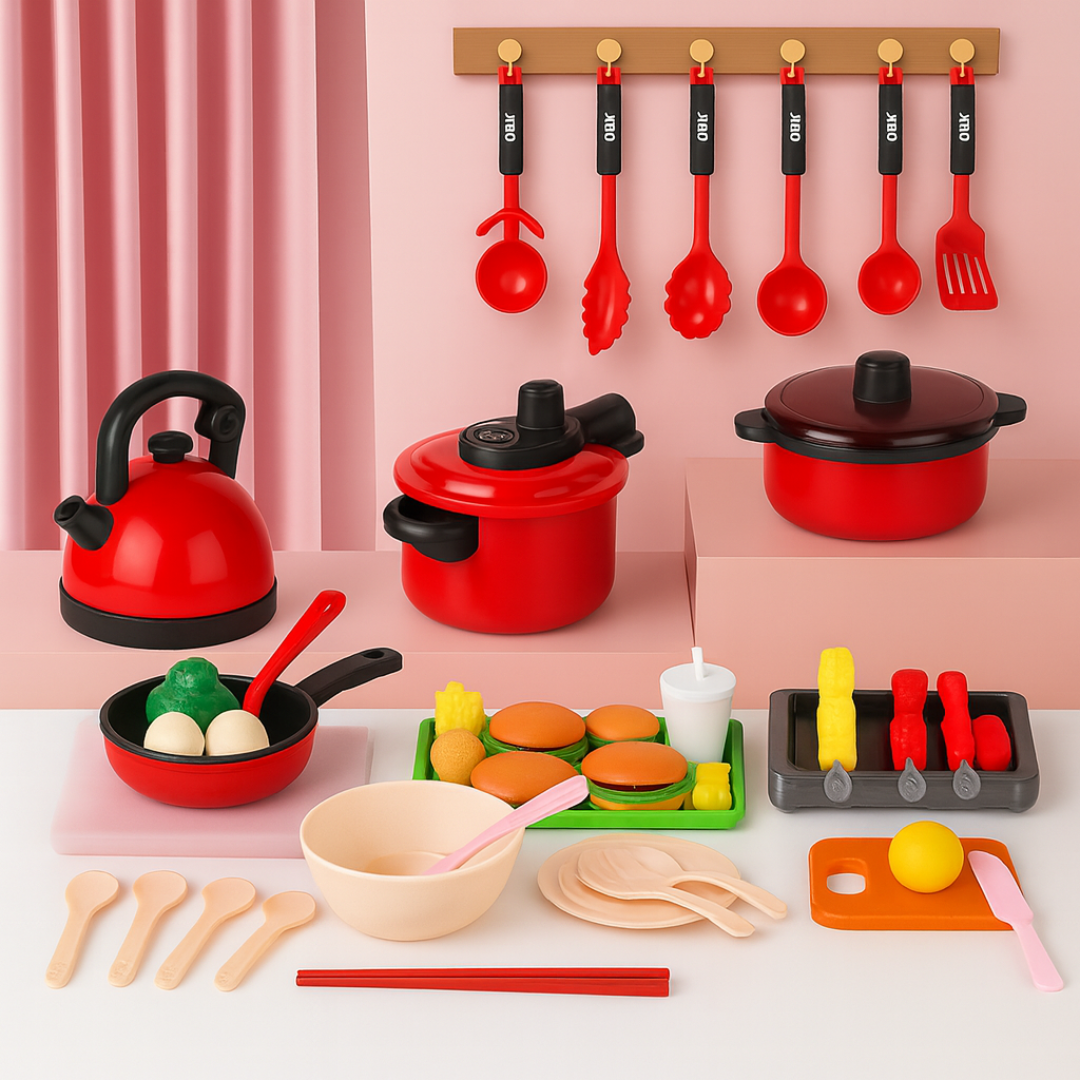 Set de Cocina Ollas y Alimentos 61 Piezas