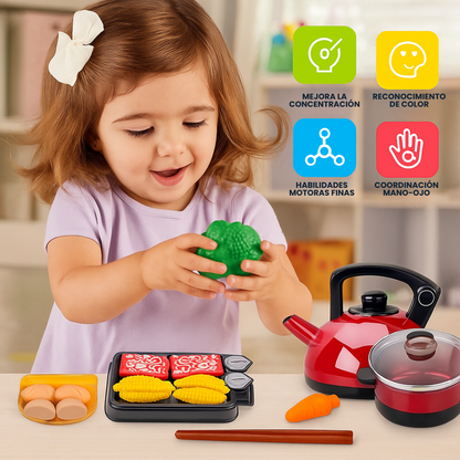 Set de Cocina Ollas y Alimentos 61 Piezas