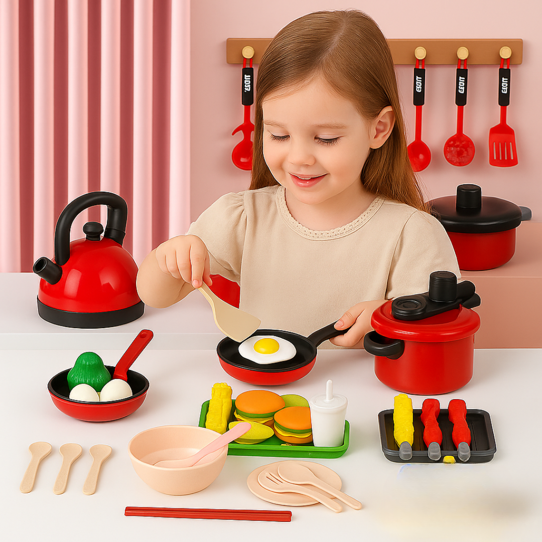 Set de Cocina Ollas y Alimentos 61 Piezas