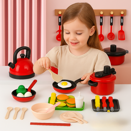 Set de Cocina Ollas y Alimentos 61 Piezas