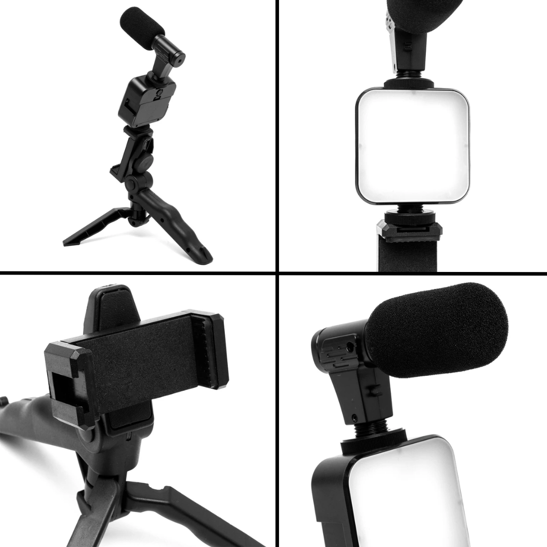 Stick Soporte Celular Micrófono + Luz Led