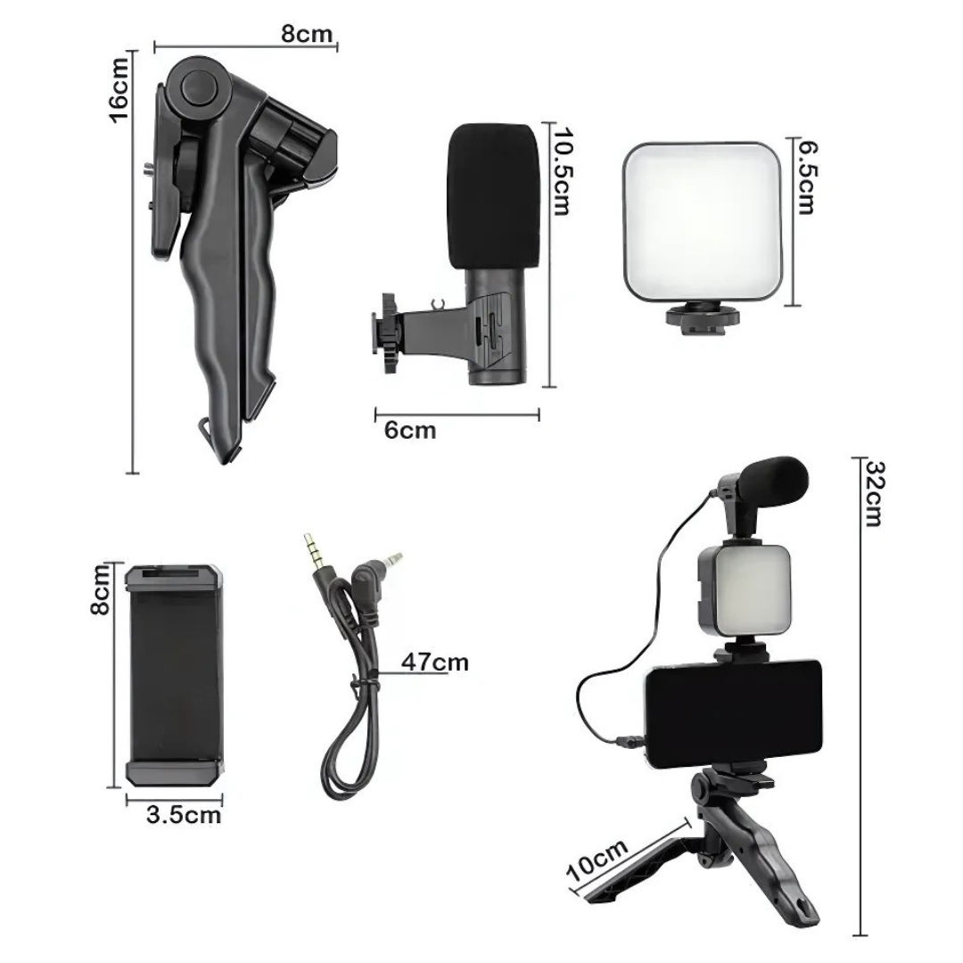 Stick Soporte Celular Micrófono + Luz Led