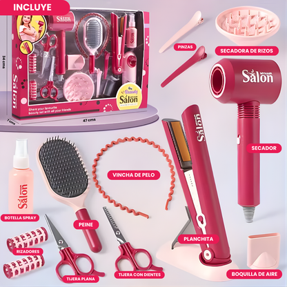 Set Salón de Belleza Secador y Planchita Batería