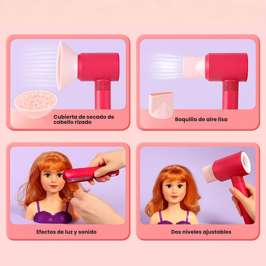 Set Salón de Belleza Secador y Planchita Batería