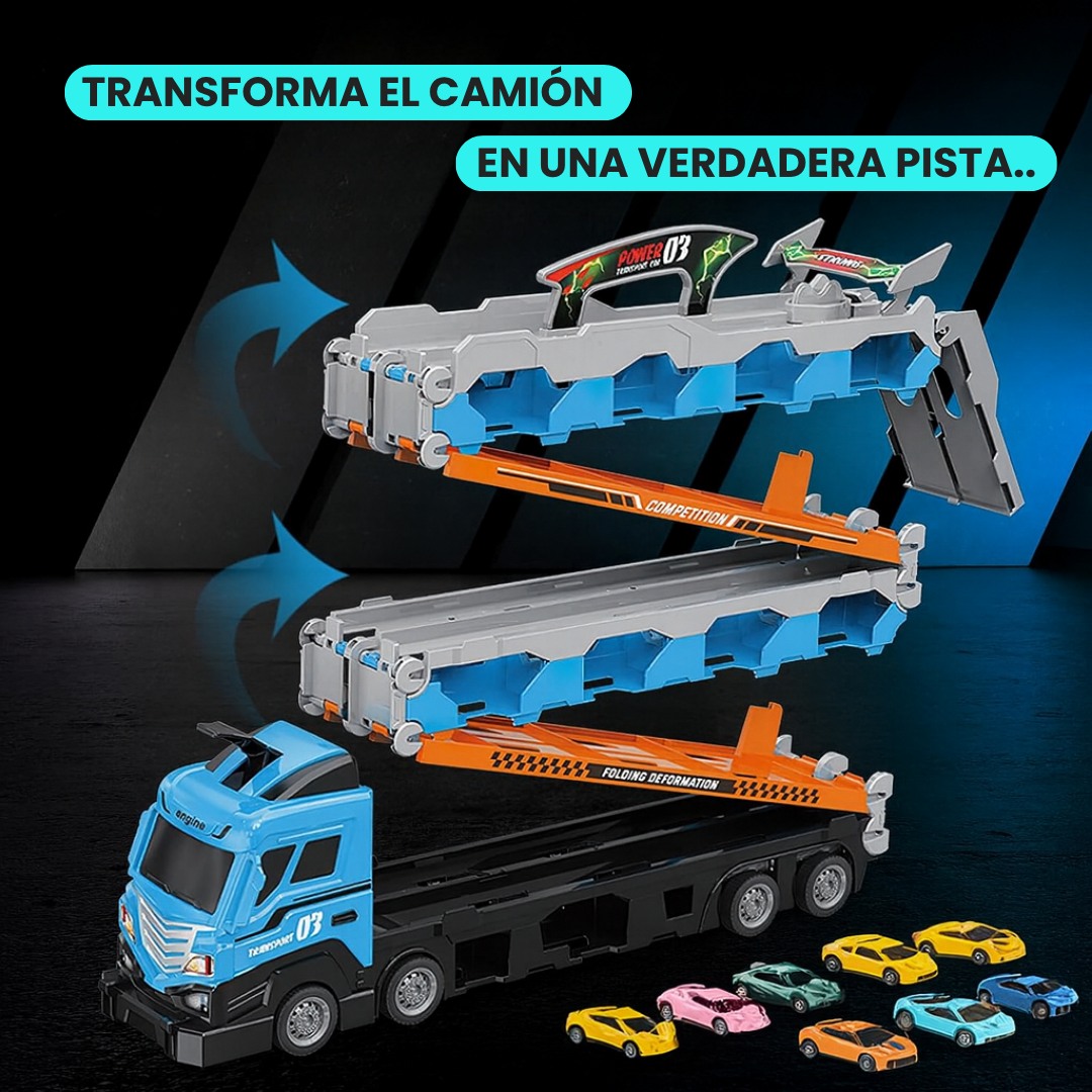 Camión Porta Autos Pista Extensible Con 8 Autos