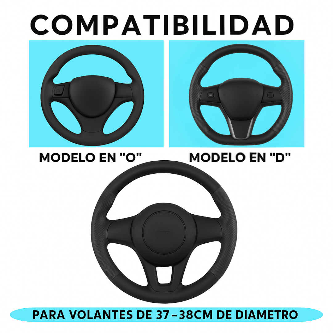 Cubre Volante Tipo Fibra De Carbono Antideslizante Deportivo - Malvo