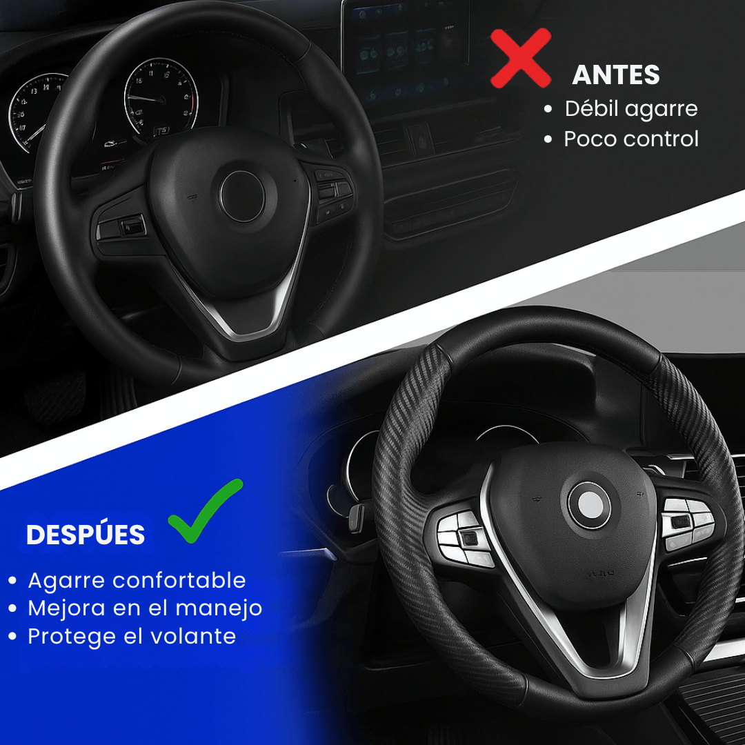 Cubre Volante Tipo Fibra De Carbono Antideslizante Deportivo - Malvo