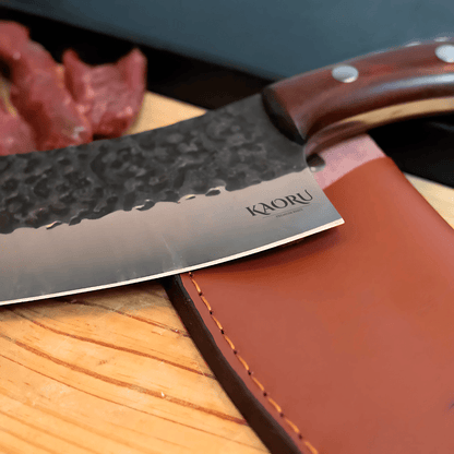 Cuchillo Hacha Vikingo Profesional Kaoru con funda protectora y caja - Malvo