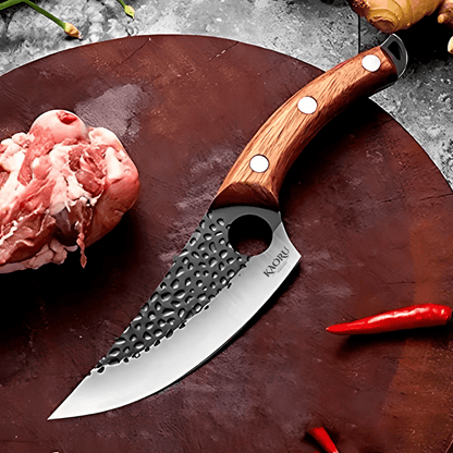 Cuchillo Premium Porta Dedo Kaoru Mango Marrón Funda + Caja - Malvo