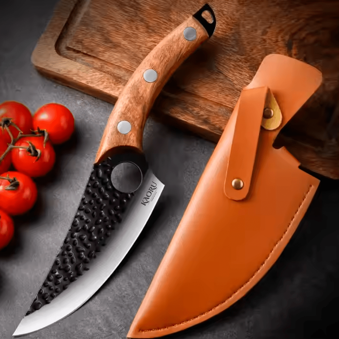 Cuchillo Premium Porta Dedo Kaoru Mango Marrón Funda + Caja - Malvo