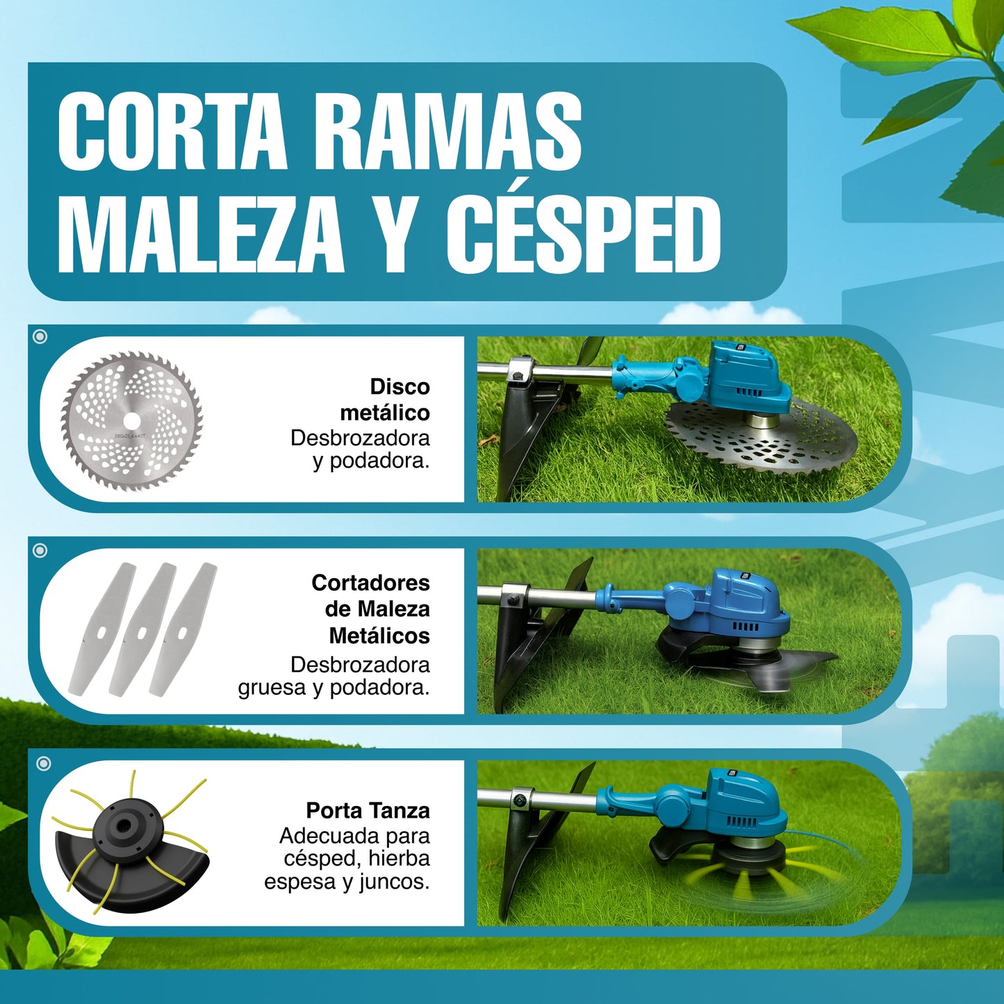 Desmalezadora Bordeadora Eléctrica Batería 48v 1600w - Fexan - Malvo