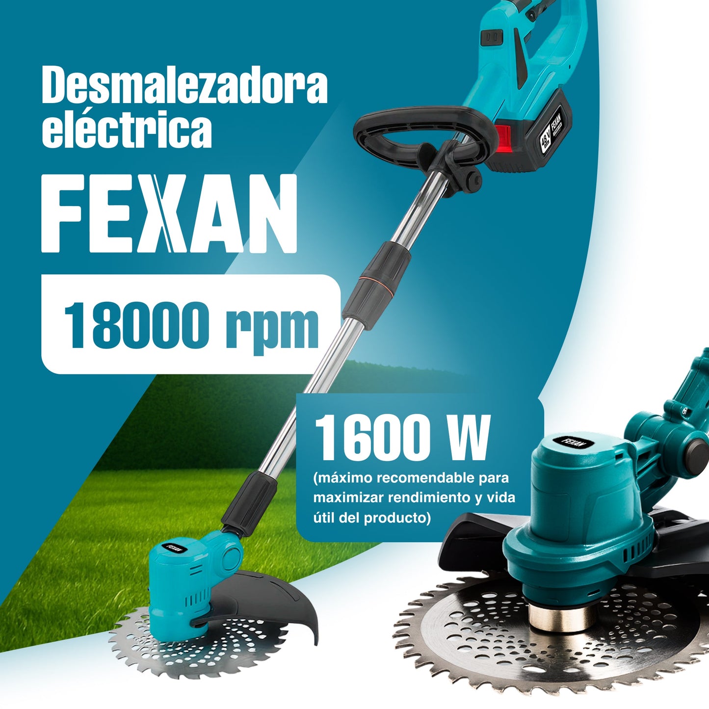 Desmalezadora Bordeadora Eléctrica Batería 48v 1600w - Fexan - Malvo