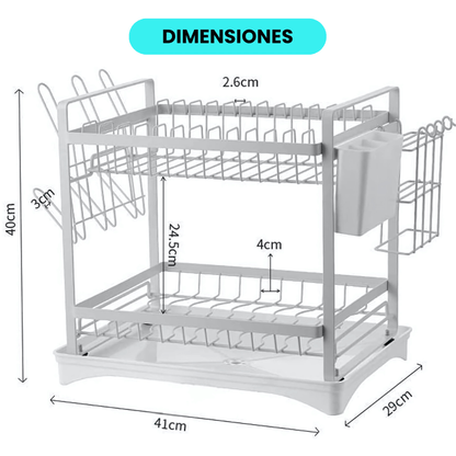 Escurridor de Doble Nivel para platos y utensilios - Malvo