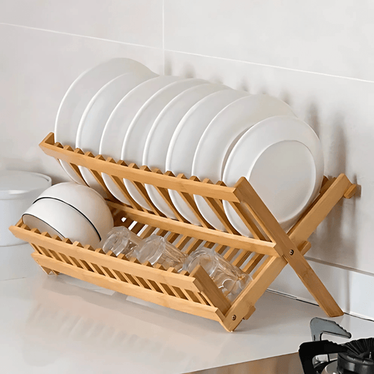 Escurridor de Vajilla Plegable de Bambú - Organiza y decora tu cocina - Malvo