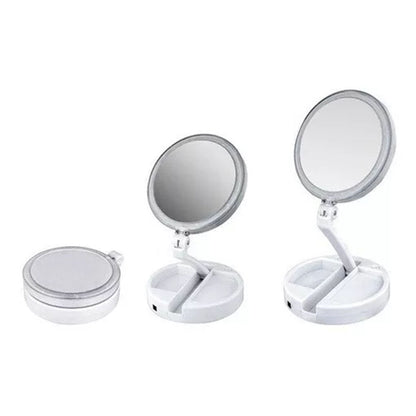 Espejo Doble Plegable con Luz LED - Portabilidad y Elegancia para tu Rutina - Malvo
