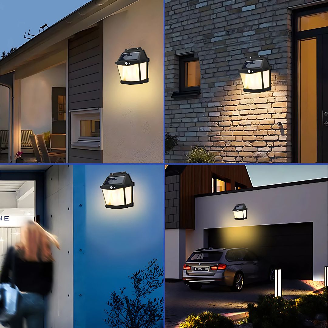Farol Solar Exterior de Doble Lámpara