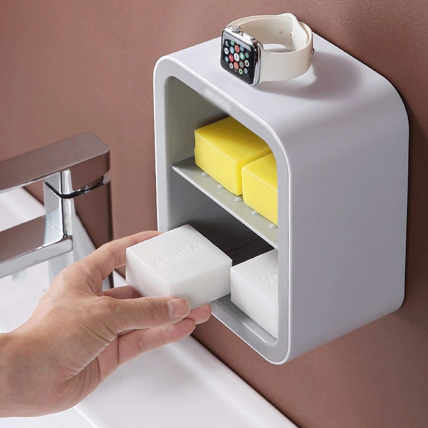 Jabonera Doble Piso para Pared con Drenaje - Organización y Limpieza Inteligente - Malvo