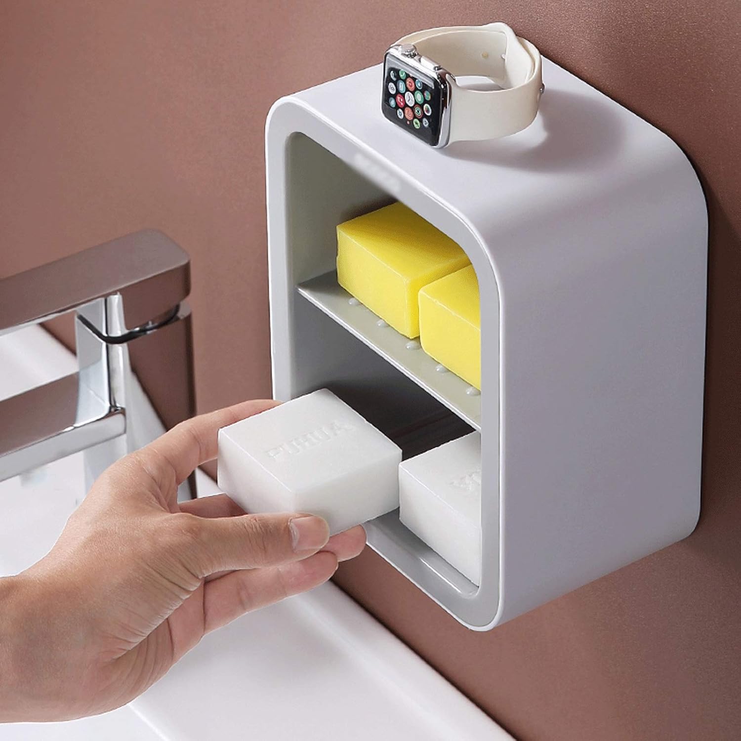 Jabonera Doble Piso para Pared con Drenaje - Organización y Limpieza Inteligente - Malvo