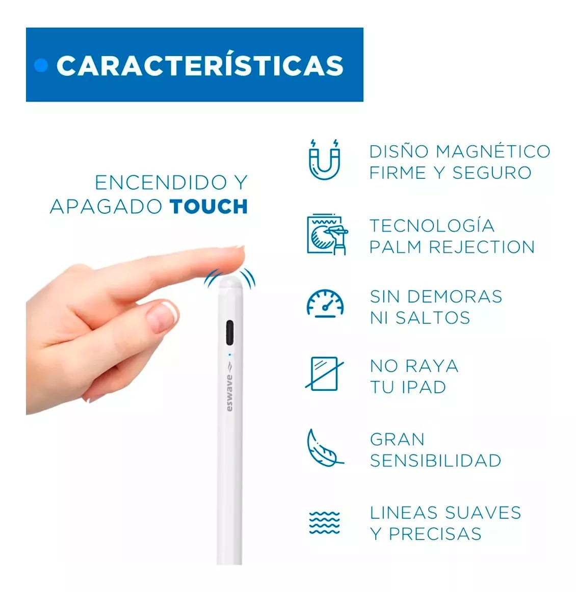 Lápiz Óptico Capacitivo Para iPad - Eswave © - Malvo