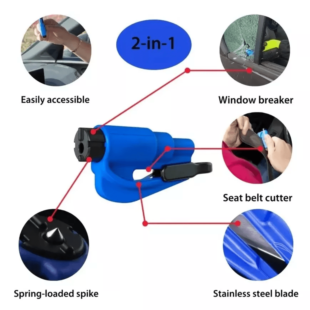Mini Martillo de Seguridad para Auto Escape - Herramienta de Emergencia 2 en 1 - Malvo