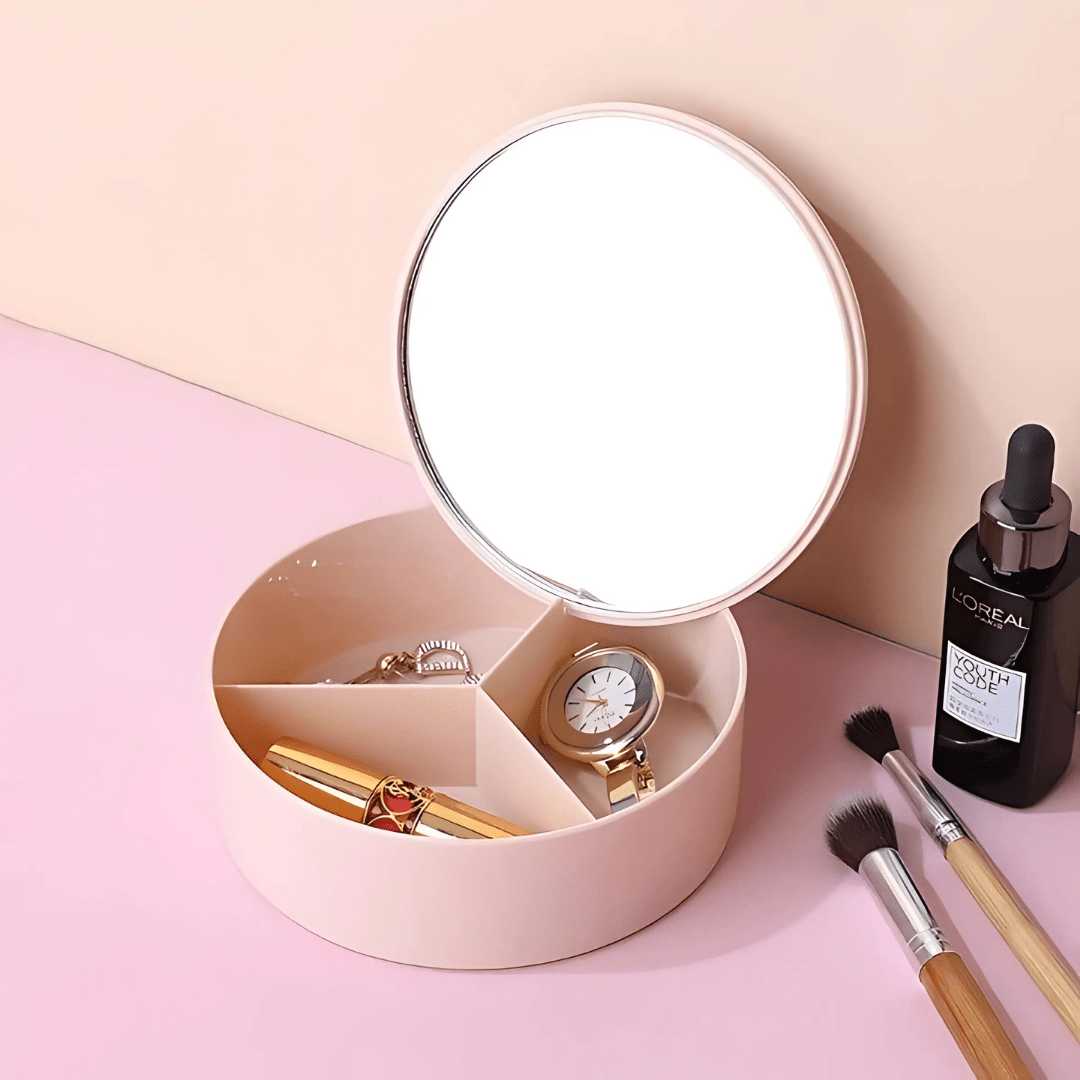 Organizador Redondo Para Maquillajes Con Espejo - Malvo
