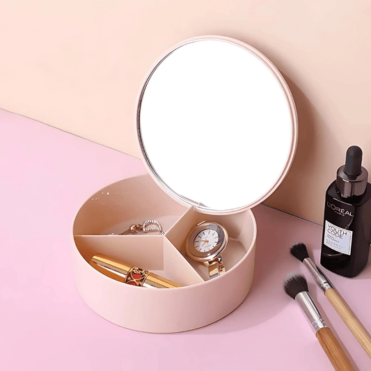 Organizador Redondo Para Maquillajes Con Espejo - Malvo