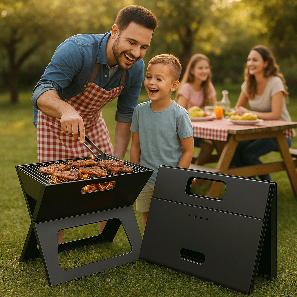 Parrillero Plegable Portátil de Metal Premium - Malvo