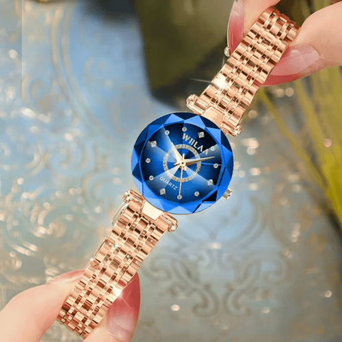 Reloj Pulsera De Dama Lujo Cuarzo Azul Acero Seno Elegance - Malvo