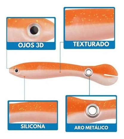 Señuelos Flexibles De Silicona Para Pesca 10cm Pack X 5 - Malvo